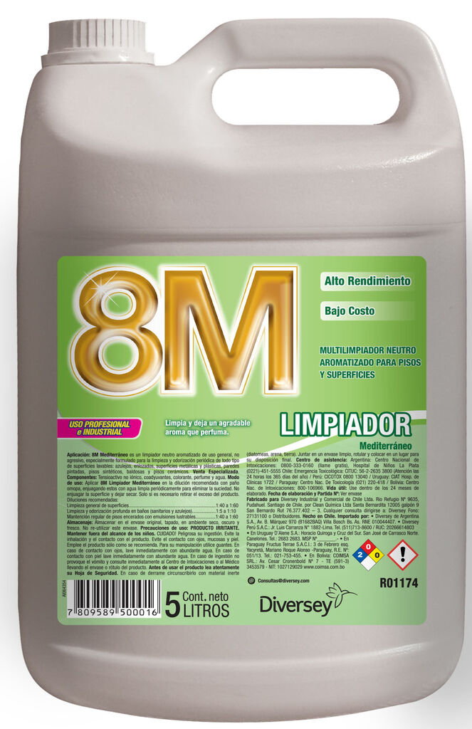 8M LIMPIADOR 4x5L - MULTILIMPIADOR NEUTRO AROMATIZADO PARA PISOS Y SUPERFICIES